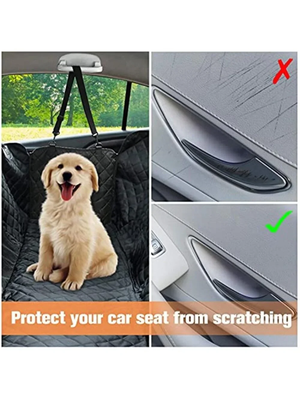 Dog Car Seat Cover for Back Seat Waterproof Dog Hammock for Pets